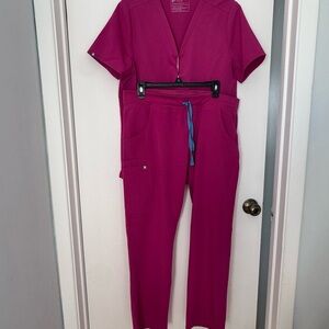 Figs Pink Top and Bottom Set